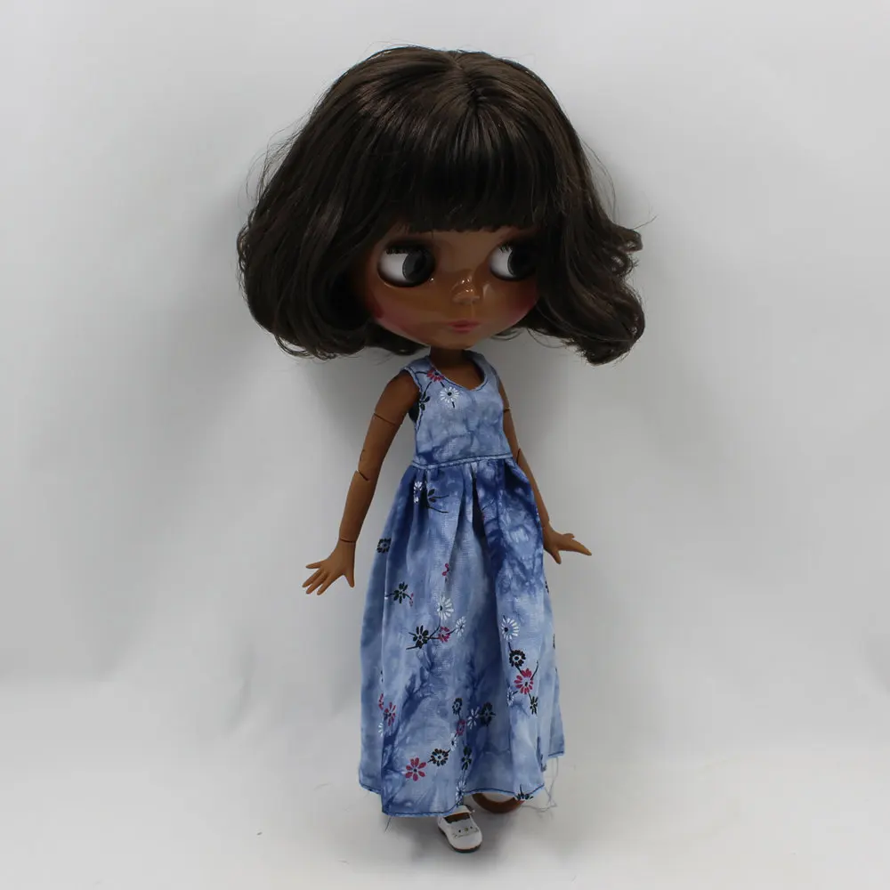 ICY DBS Blyth doll 1/6 bjd nude joint body super black skin tone darkest skin black Cute youth short curly hair 280BL3139