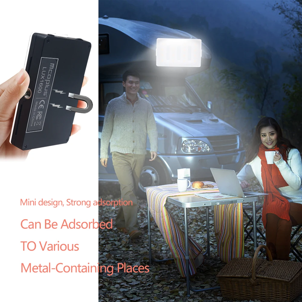 Mcoplus-Luz LED LED16 para vídeo CRI 95, batería de iones de litio integrada, recargable por usb, para teléfono, cámara, DV, videocámara, flash