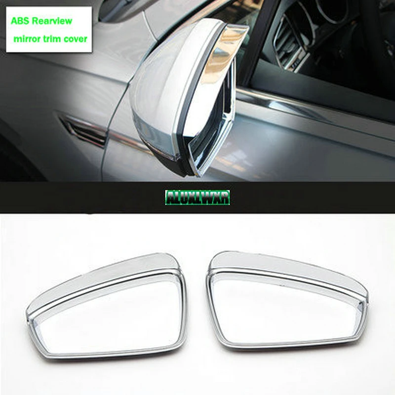 Car Rearview Mirror Case Chrome Covers Satin Finish Mirror Shell Outside Aluminum for Volkswagen VW Tiguan 2 MK2 2017 and 2023