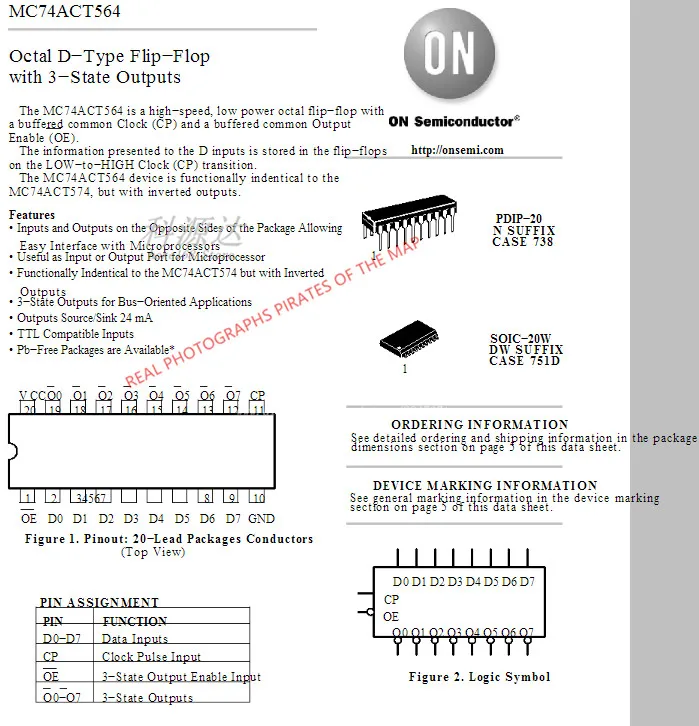 5 قطعة/الوحدة MC74ACT564DWR2G SOIC20 74ACT564 ACT564 في الأسهم