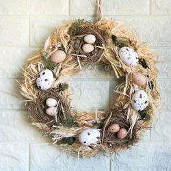 Handmade Easter Eggs Wreath for Door, Home Decoration Accessories, Craft for Wedding Party, Spring and Summer