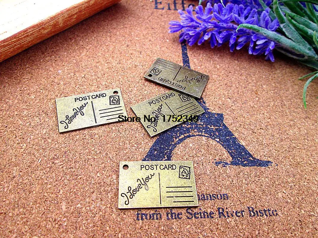 15pcs 26*16mm Fashion Postcard antique bronze \