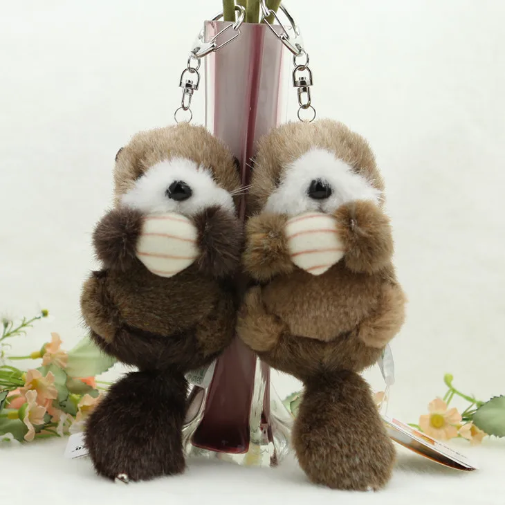 Brown Plush pendant keychain 12cm Mini Super cute Small animals Bags and car decoration accessories Keychain