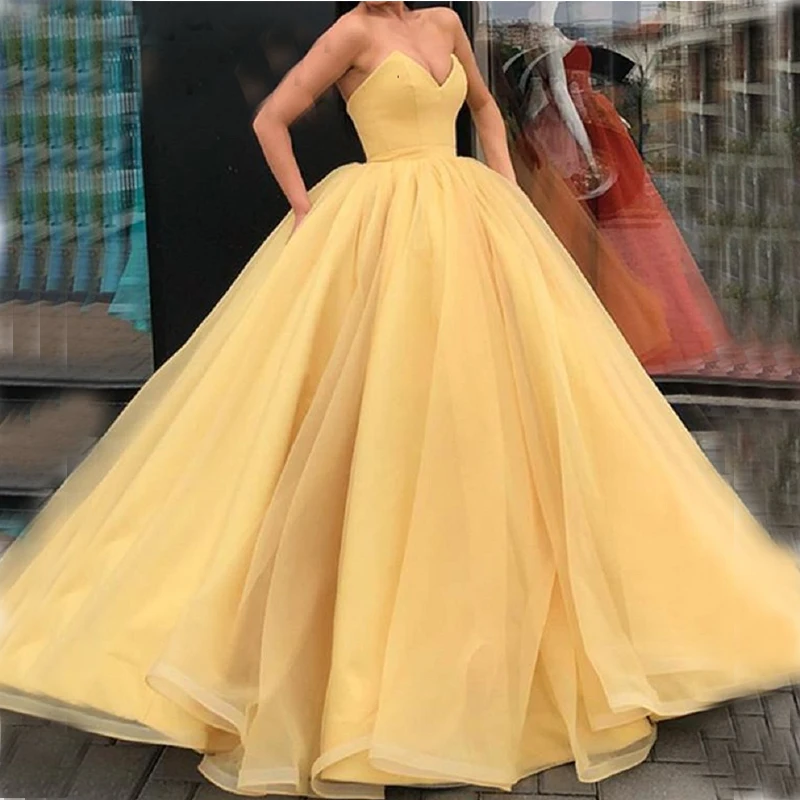 Simple Yellow Puffy Ball Gown Sweetheart Quinceanera Dresses Party Dress Special Occasion Dresses Sweet 16 Dresses Vestido Longo