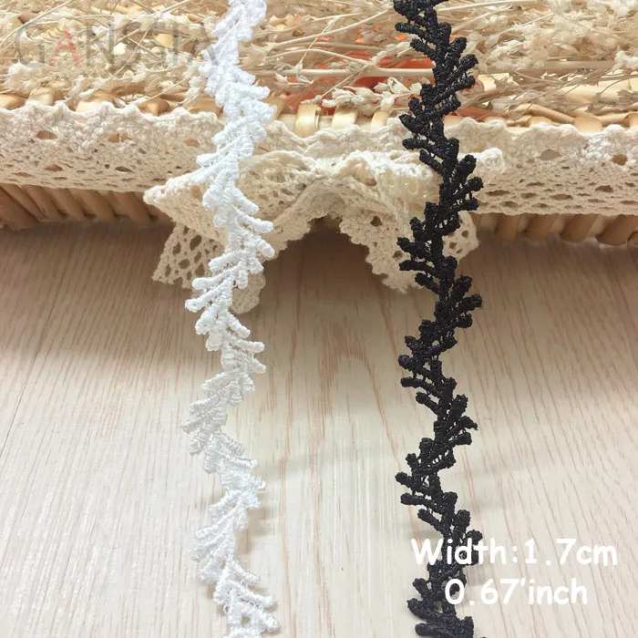Width:1.7cm (0.68 inch) Little Leaf Design Chemical Lace Embroidered Trim Water Soluble Lace DIY (ss-667)
