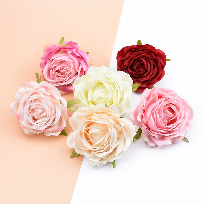 6/10 Pieces Quality Rose Silk Flowers Wall Fake Plants Diy Wedding Home Decor Accessories Artificial Flowers for Decoration