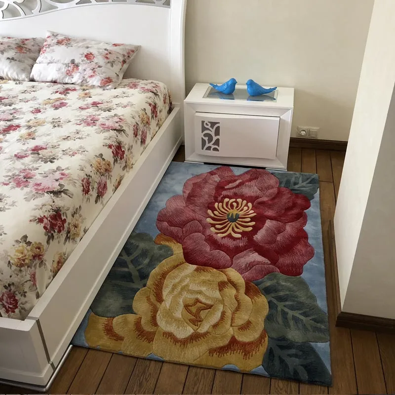 

Bedroom carpets European and American Wool Ingredient for corridor Mat Rugs Decoration Full size rug Floral carpet