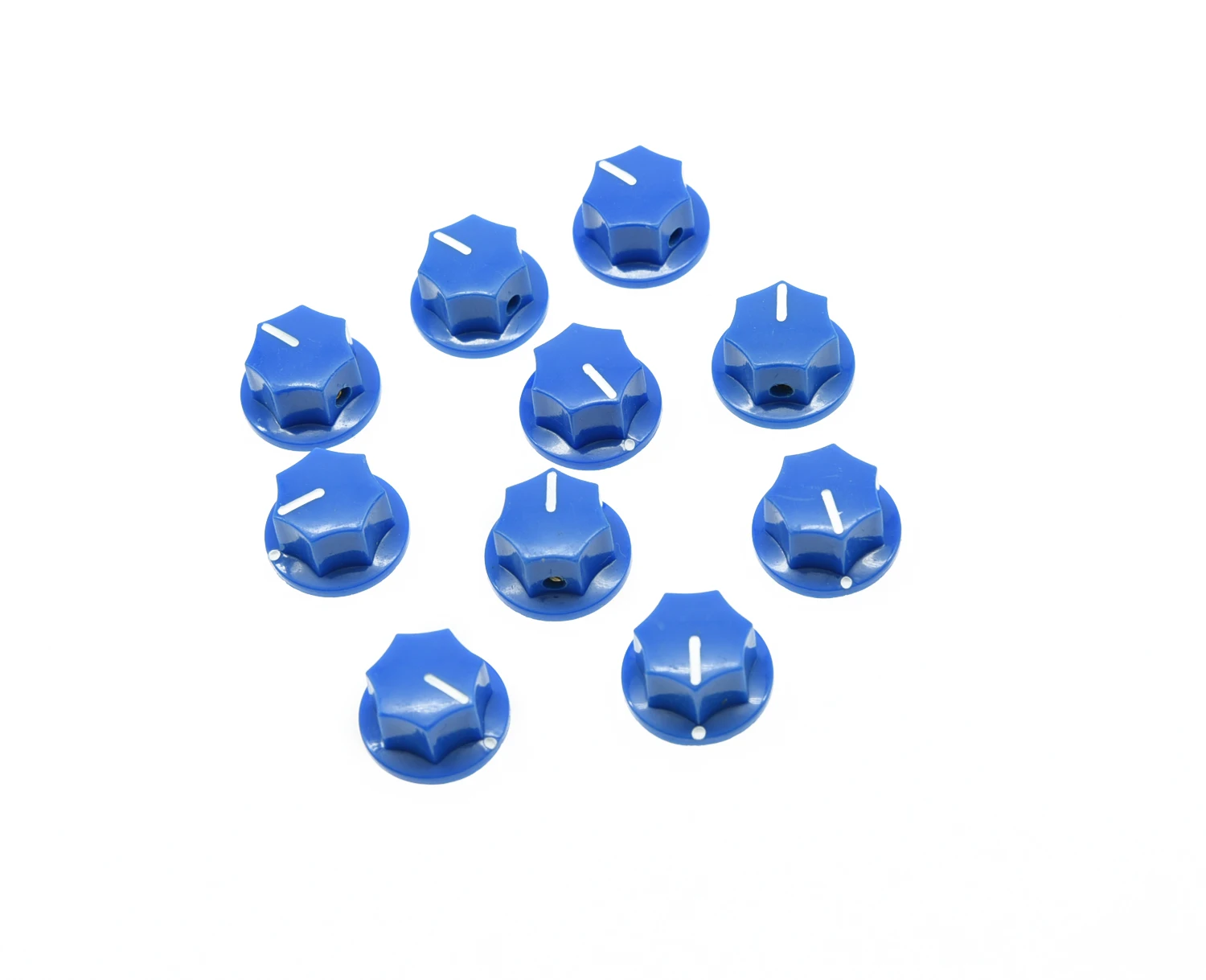 10x Blue Small Size MXR Style Skirted AMP Knob Effects Pedal Knobs Brass Insert