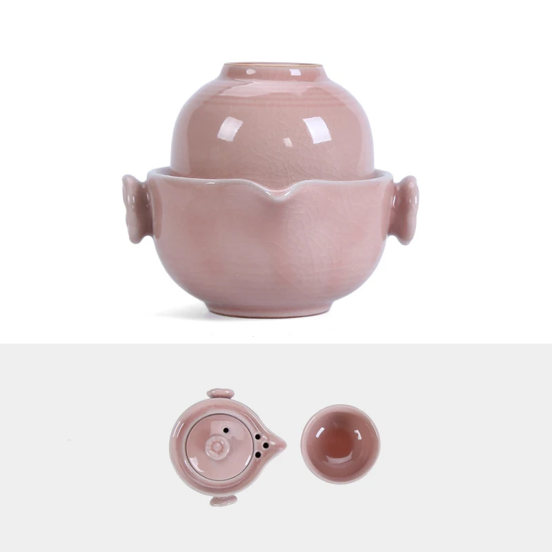 Ceramic portable travel Tea set Include 1 Pot 1 Cup, fast passenger cup gaiwan,Beautiful and easy teapot kettle,kung fu teaset