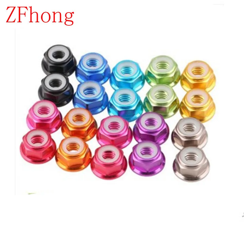 2pcs-10pcs Aluminum flange lock nut M2 M2.5 M3 M4 M5 M6 M8  colourful Anodized Aluminum Nylon insert Lock Nut