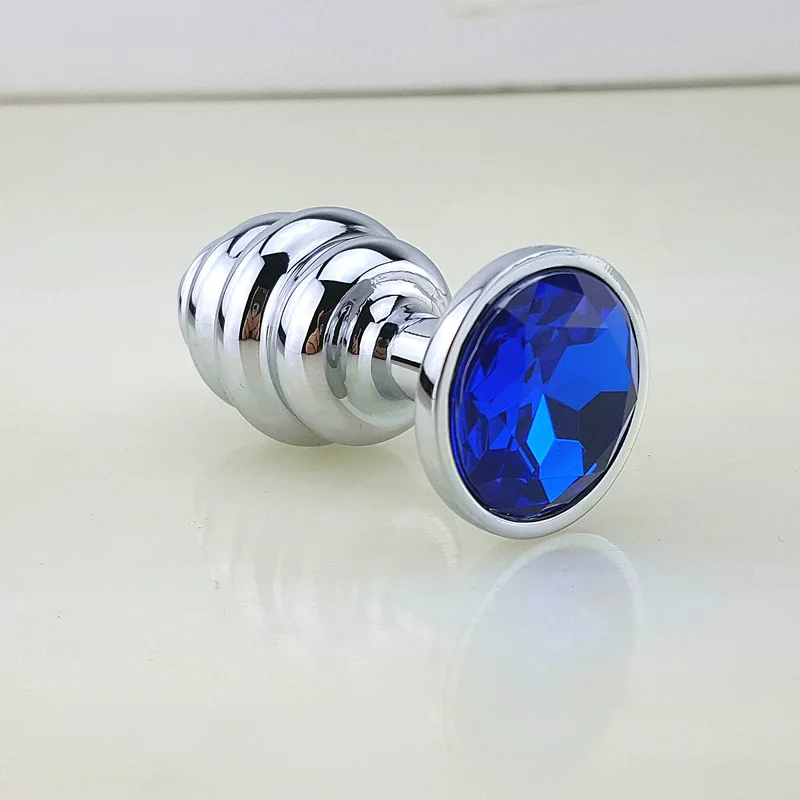 New  Metal Anal Plug 7 Colors Butt Plugs Toys Sex Toys for Women Stainless Steel+Crystal Jewelry Sex Products, Spiral Anal Beads