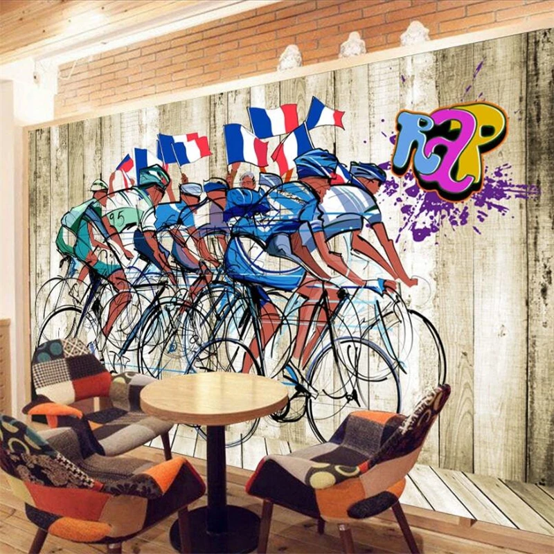 beibehang Custom wallpaper 3d mural behang bicycle sports gym fashion restaurant background wall living room bedroom wallpaper