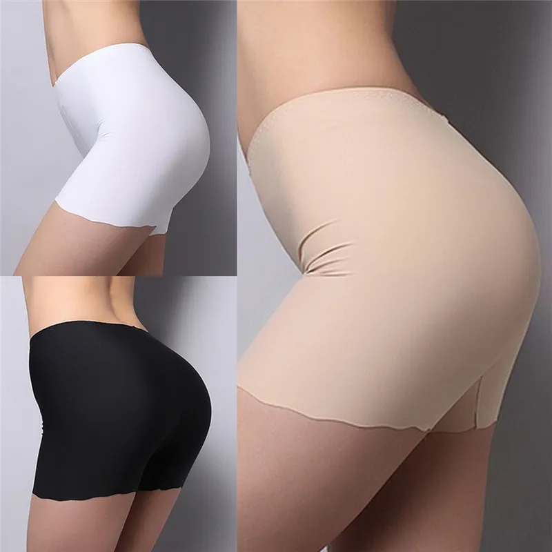 1pc  free size 3 Colors Summer Underwear shorts Sexy Silk Ice pants White/Black/Nude Women Safety Short Pants  Gifts for women