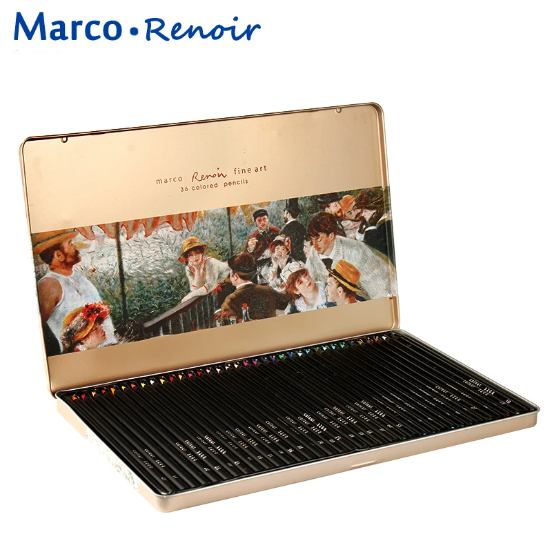 Marco Renoir 48 Color Pencil Set Iron Box Oily Pencils Profession Coloring Drawing Pencil Colored Pencils Crayon De Couleur