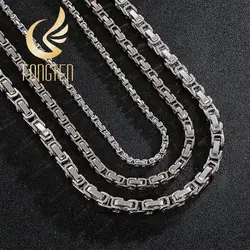 4/6/8 mm Kolye Long Chain Necklace for Men Male Stainless Steel Byzantine Box Chain Gothic S Neckl Jewelry