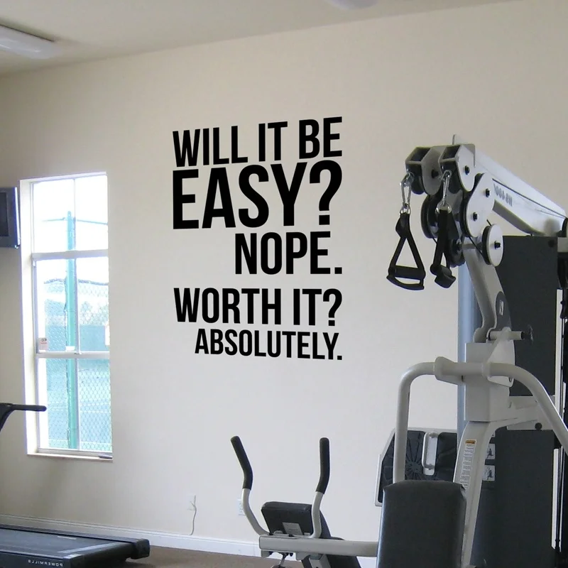 Absolutely Motivation Office Quotes Poster Gym Fitness Kettlebell Crossfit Boxing Decor Letters Wall Sticker Decor Drop Ship