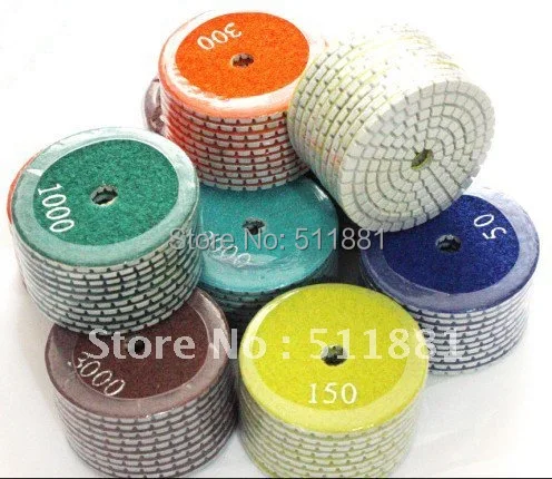 4\'\' soft wet polishing pad |100mm concrete marble granite diamond pads|grit 50#,150#,200#,300#,500#,800#,1000#,1500#,2000#,3000#