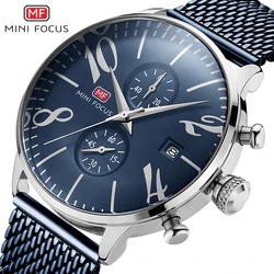 MINI FOCUS Man Quartz Stainless Steel Mesh Belt Chronograph Watch Men Relogio Masculino Fashion Brand Clock For Male Reloj Hombr