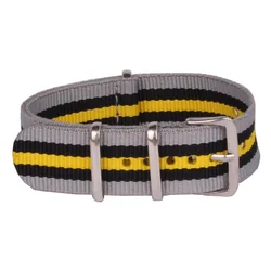 18mm Grey Cambo Yellow Stripe Nylon Military Fabric Woven Watch watchband Strap Band Buckle belt 18 mm for Ladies Women