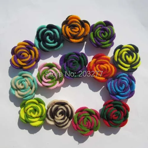 Free shipping!50pcs/lot 3CM  New double color  felt  flowers men stick pin flowers can order mixed color