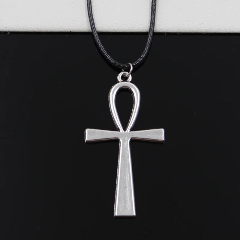 New Fashion Pendant Cross Egyptian Ankh Necklace Choker Charm Black Leather Cord Factory Price Handmade Jewelry