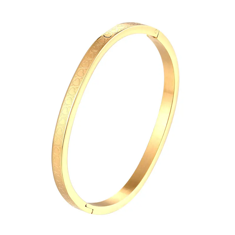 

5cm Diameter Cute Circle Small Heart Bangle For Children High Quality Stainless Steel Gold Color Jewelry Girl Kids Gift