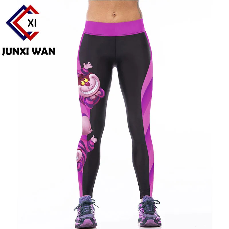 Leggings con estampado de gato 3D para mujer, pantalones ajustados de entrenamiento, mallas deportivas de cintura alta S ~ 3XL