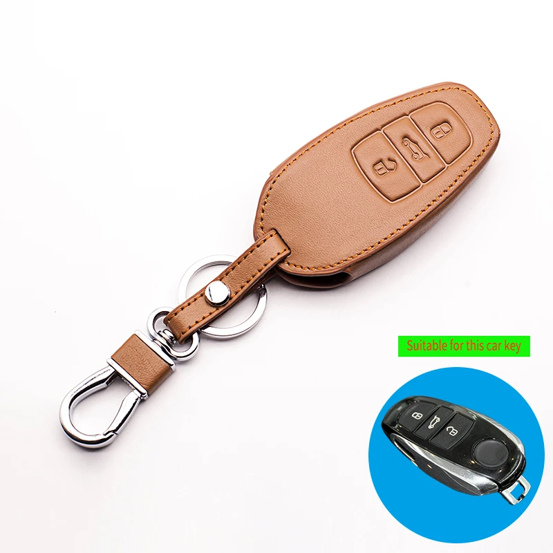 Classic design Genuine Leather Remote Control Car key cover skin case for Volkswagen VW Touareg 3 button smart key protect shell