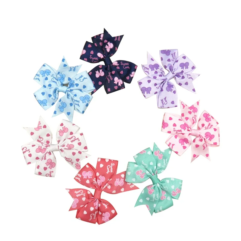 1PCS  Novelty Bow tie Print Elastic Hair Bands Girls Ribbon Bows Girls Hair Ring Tie Rope Hair Accessories Best Holiday Gifts