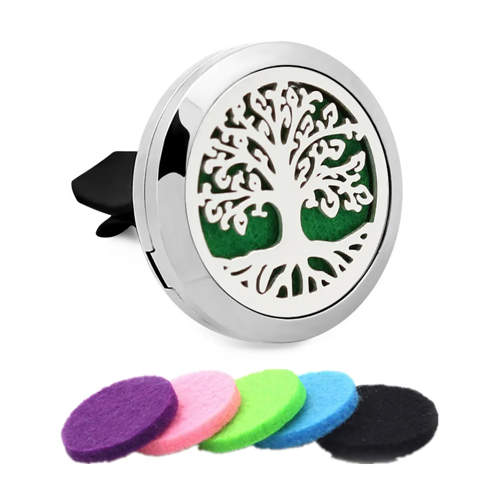 Hot sale Hollow Tree Pattern Aromatherapy Car Decoration Clip Perfume Locket Clip Fittings Essential Oil Scent Christmas Gift