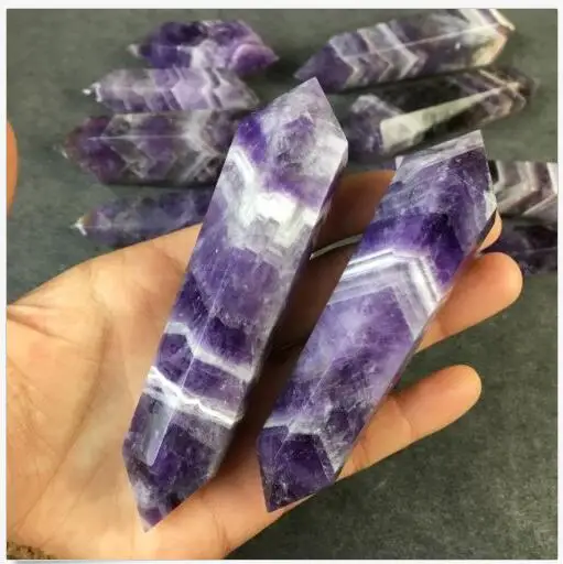 

2.2LB natural dreamy amethyst quartz crystal obelisk double point wand healing