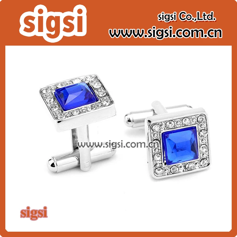 

Rhinestone blue crystal square cufflinks Mens wholesale 50pairs cheap price high quality cufflinks