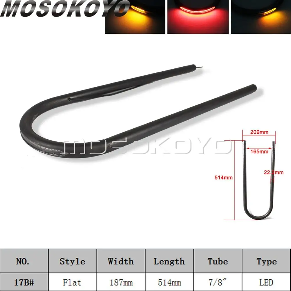 23 Size Rear Seat Frame Hoop Loop Tracker End Upswept Flat Brat Frame Loop W/LED Taillight Turn Signal for Cafe Racer Scrambler