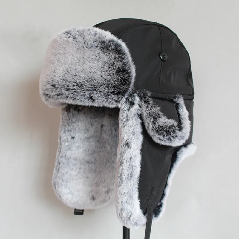 Winter Bomber Hat  For Men Faux Fur Russian Hat Ushanka Women Thick Warm Cap with Ear Flaps