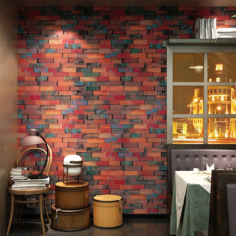 Modern 3D Brick Wallpapers Roll Personalized Vintage Red Wall Murals Wall Covering for Shop Bar Background Walls papier peint