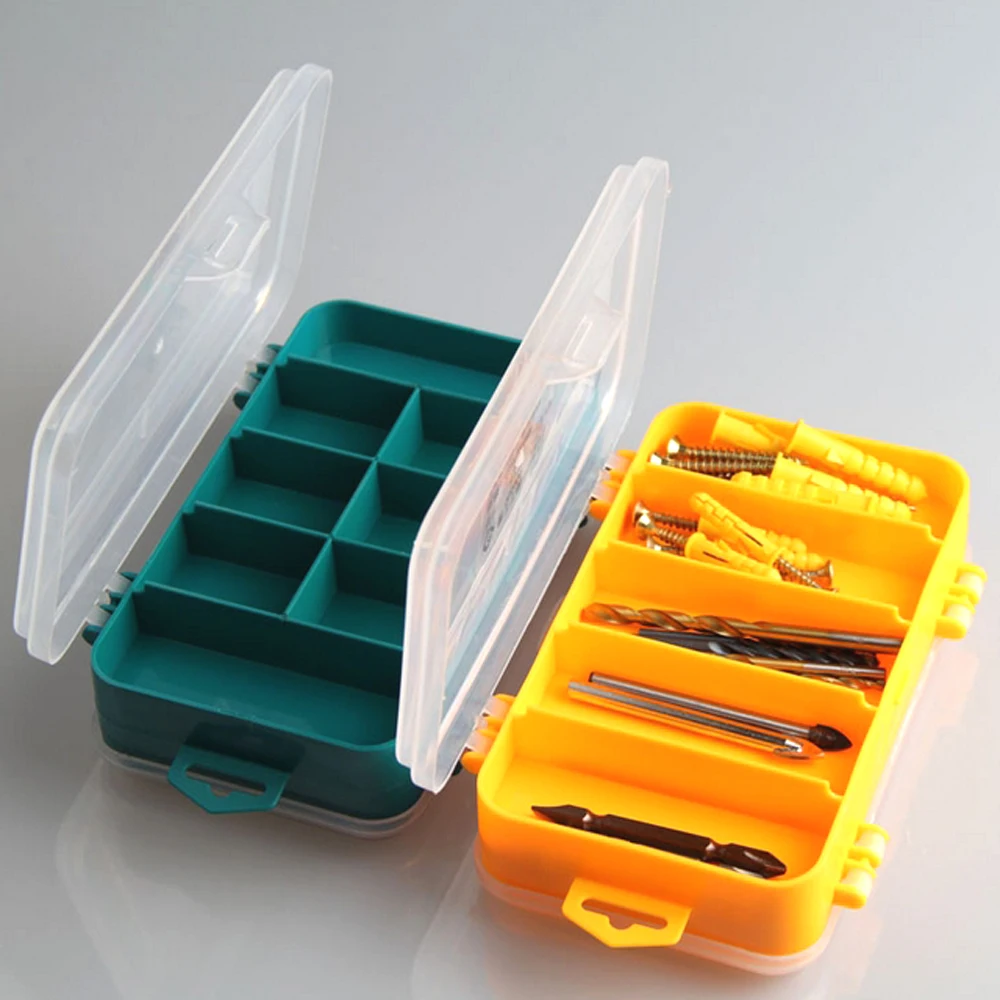 2 pcs/lot,Transparent double-sided parts box Storage Box  Portable Telecommunications service Double flip cover Parts box