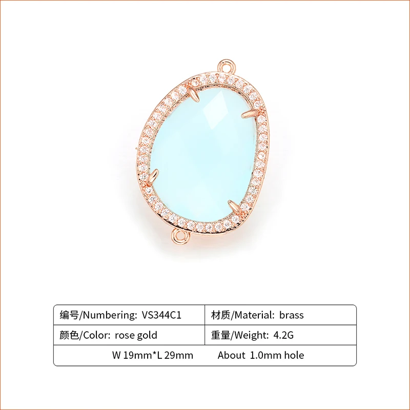 ZHUKOU 19x29mm Brass Cubic Zirconia Exquisite Crystal Connectors for DIY Necklace Handmade jewelry making findings model:VS344