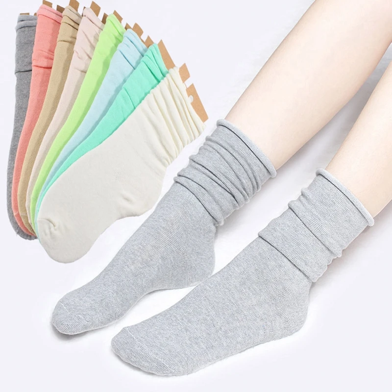 Calcetines de algodón de alta calidad para mujer, medias de marca de estilo europeo, 5 pares, 10 colores, 2017