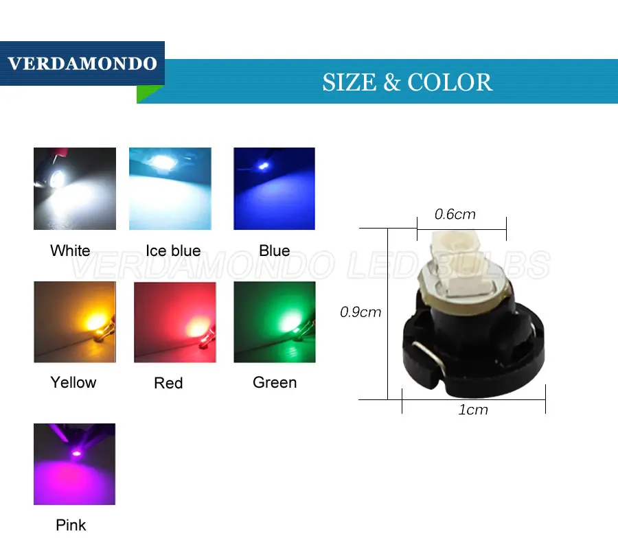 6 قطعة T4.2 2SMD 1210 3528 سيارة LED لوحة القيادة متر مصباح لوح لمبة أبيض أحمر أخضر أصفر وردي الجليد الأزرق 12 فولت