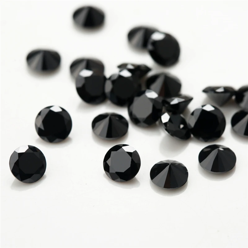 1000pcs AAAAA 0.8~4mm CZ Stone Round Cut Black Color Cubic Zirconia Synthetic Gems For Jewelry