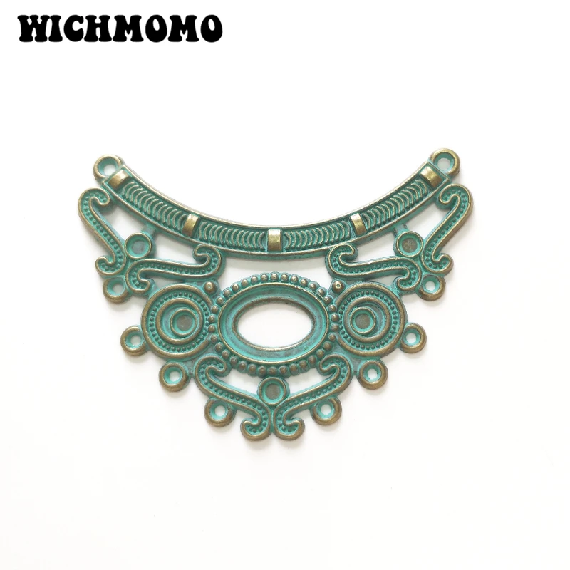 New  64MM 1pcs Retro Patina Plated Zinc Alloy Green Tassel Loop Porous Charms Connectors for Necklace DIY Jewelry Accessories