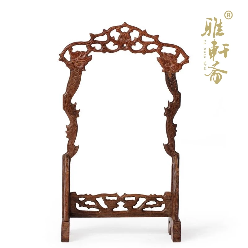 F Zhai Gallery] wings hanging ornaments carved mahogany frame jade Shuanglong jade jewelry jewelry frame hanging frame frame fra