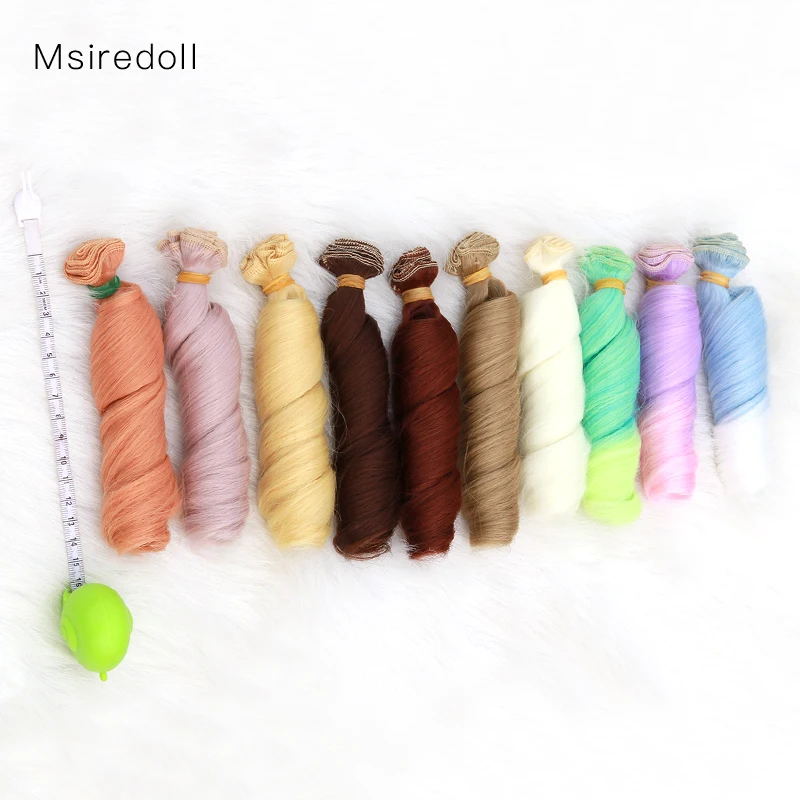 Msiredoll bjd wig Accessories 1piece 15*100CM doll hair for 1/3 1/4 1/6 1/12 Natural Color Curly doll hair wig diy Free shipping