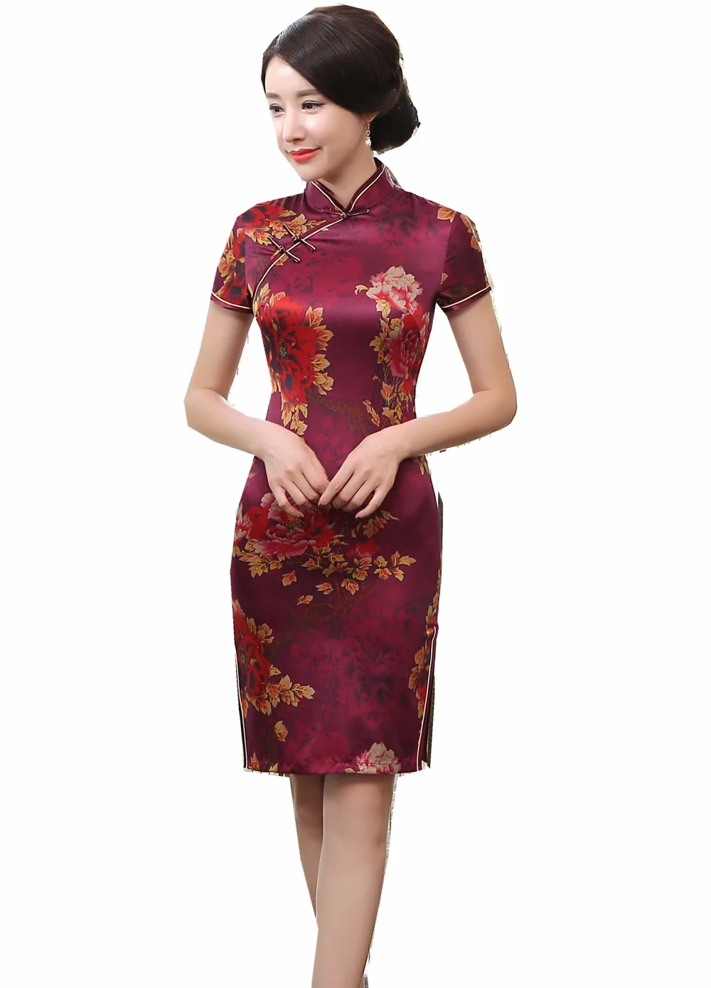 

Shanghai Story Faux Silk Qipao Traditional dress Chinese Oriental dress Chinese Women's Clothing Short Cheongsam for women