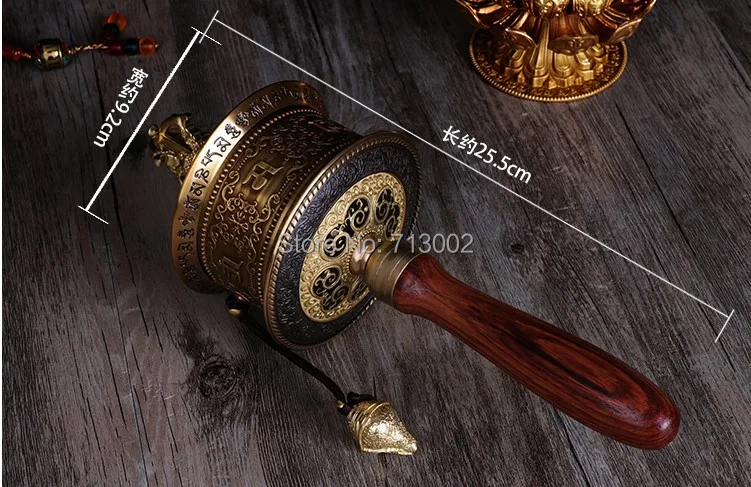 Quality Magical Tibetan Pure Copper Buddhism prayer gyrate wheel Turning Wheel With lection Lucky