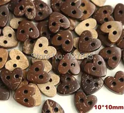 50pcs/Lot 10*10mm Kawaii Heart Shape Design Coconut Button Wooden Buttons for Craft Wood Garemtn Sewing (KK-500)