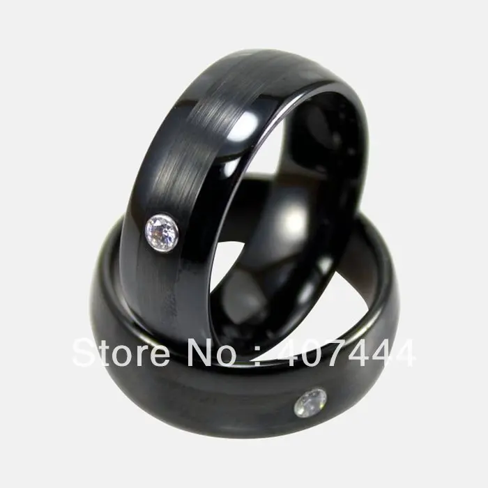 

Free Shipping Cheap Price Jewelry USA Brazil Russia Hot Sales His/Her 8MM Black Brushed With CZ Tungsten Ring Mens Wedding Band