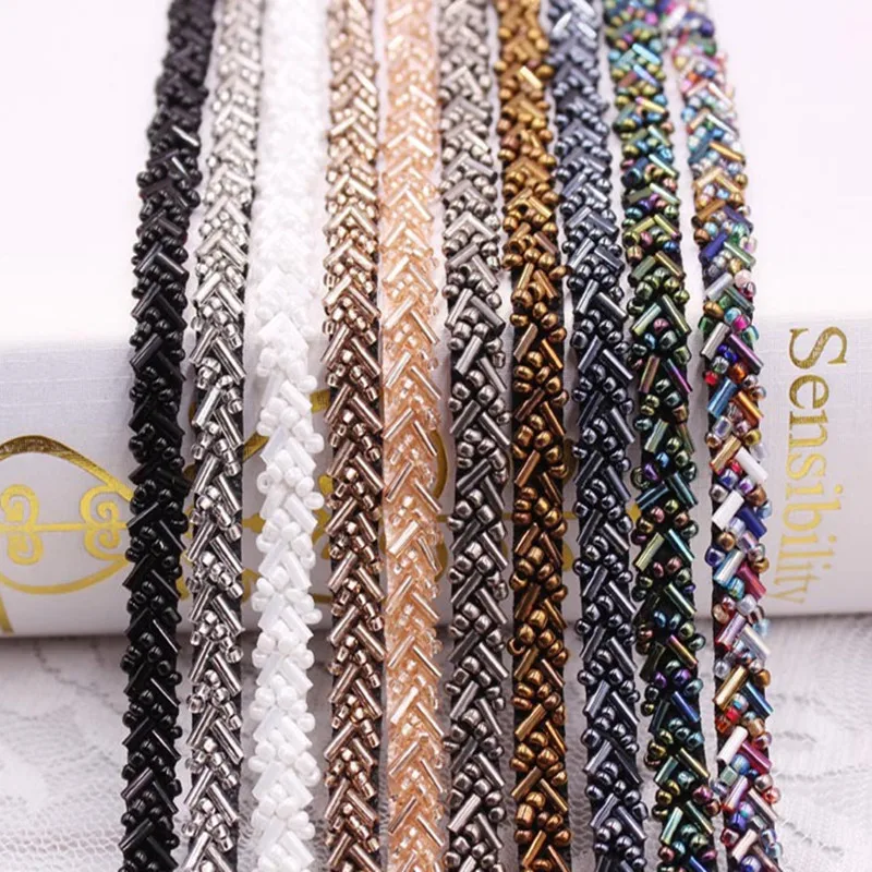 

10 yards Artificial Pearl Beaded Lace Ribbon Costume Dress Clothing Garment Collar Accessories DIY Sewing Supplies