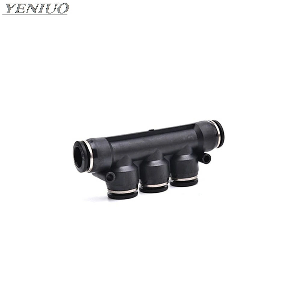 Black Air Pneumatic Fitting 5 Way One Touch 4mm to 12mm OD Hose Tube Push In 5 Port Gas Quick Fittings Connector Coupler