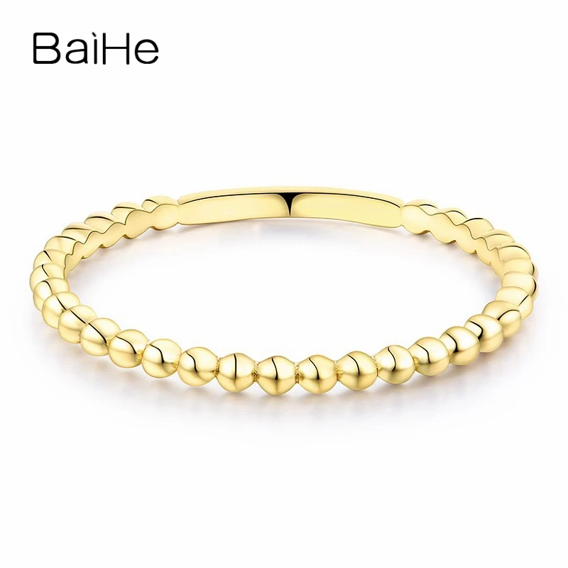 BAIHE Solid 14K Yellow Gold Ring Lady Men Wedding Engagement Trendy Fine Jewelry Making Plain Gold Simple Ring Anillo Oro Liso